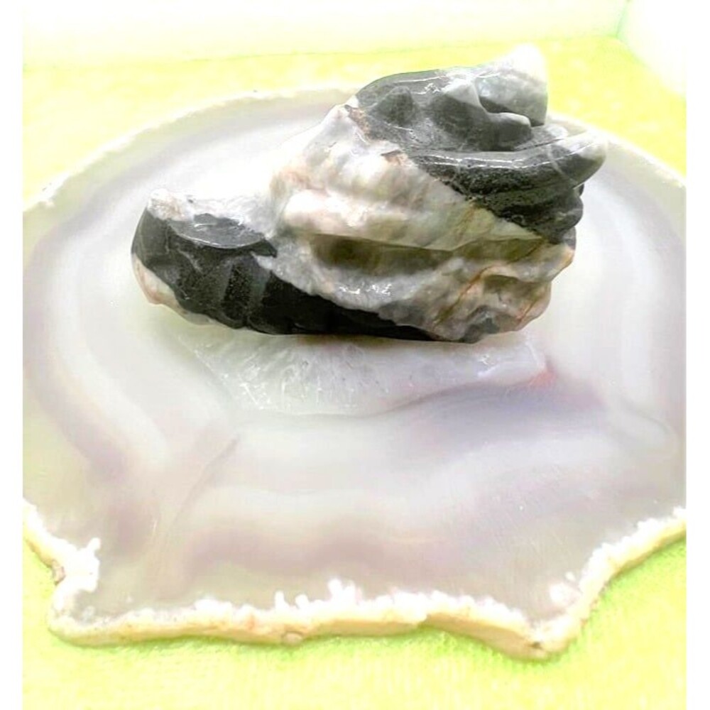 Zebra Jasper Dragon Head Carving